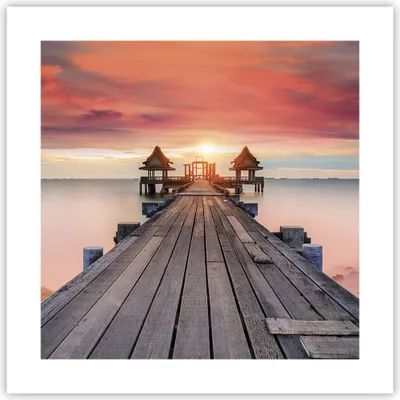 Produktbild von Poster - Poster ohne Rahmen - Brücke Holz Spaziergang - 40x40 cm - Wand Bild - Wanddeko - Wandbilder - Kunstposter - Wandposter - Bilder - Kunstdruck - Wanddekoration - Wandbild - P2XAC40x40-4916