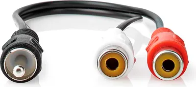 Produktbild von Nedis Subwoofer Kabel - RCA - 2x Cinch Buchse - Vernickelt - 0.20 m - Rund - 5.0 x 2.5 mm - Schwarz - Box