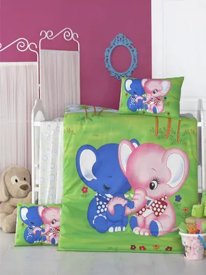 Zdjęcie produktu dla L'Essentiel Linge de Maison, Elephant, poszwa na kołdrę dziecięcą, zielona, 100 x 150 cm