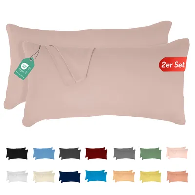 Produktbild von Jersey Kissenbezug 2er Set 40x80 cm 100% Baumwolle Puderrosa