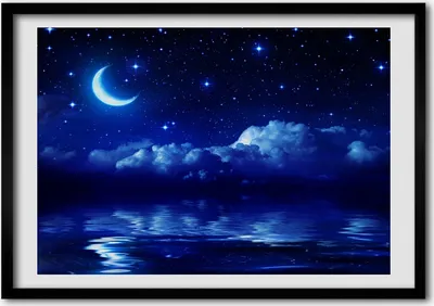 Produktbild von Bild - Bilderrahmen - 100 cm x 70 cm - MDF - Rahmen - Foto - Wandkunst Himmel in der Nacht