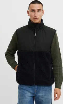 Produktbild von 11 Project PRPietto Teddy Vest Herren Weste Fleece Outdoor Weste Teddyweste mit abgesetzten Brustbereich Stehkragen gefüttert Regular fit