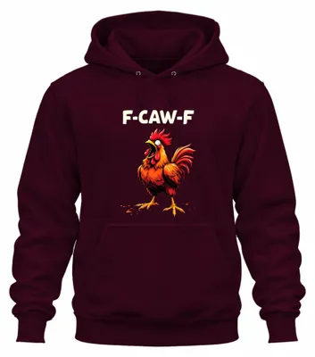 Immagine prodotto di F-CAW-F Scream Rooster Funny Humour Meme Cock Cartoon Gift Felpa con cappuccio Unisex, Borgogna, L