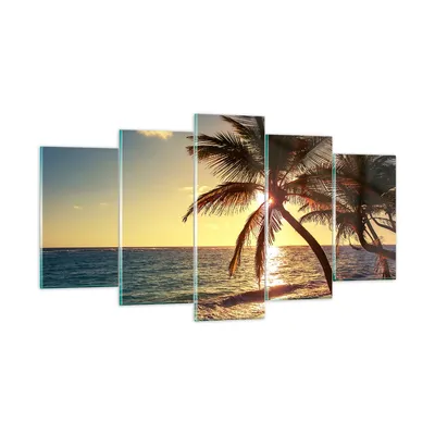 Produktbild von Bilder auf glas - Wolke exotischer Palm- Landschaft - 160x85cm - Glasbilder - Wandbilder - Kunstdruck - Wanddekoration aus Glas - Glas Bilder - Wandbild auf Glas - GEA160x85-3180