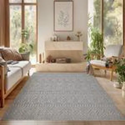 Zdjęcie produktu dla Dywan bouclé do salonu sypialni i biura miękki trwały łatwy w pielęgnacji wszechstronny , Rozmiar : 160 x 230 cm , Kolor : Srebrny-3