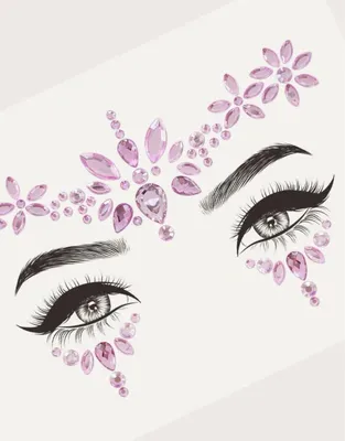 Image de Bijoux de visage - Autocollantsvel - Autocollants de visage - Rose et diamant - Paillettes - Carnaval et festival