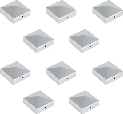 Produktbild von TolleTour 10x Pfostenkappe Zaunkappe Zaunpfahlkappen Abdeckkappe Zaunpfosten Silber 91mm