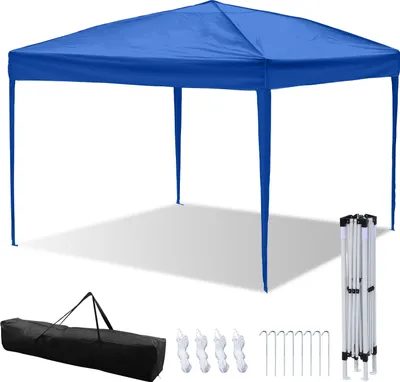 Produktbild von Hengda Faltpavillon 3 x 3m Pop Up Pavillon Faltbar Gartenzelt, UV-Schutz 50+ Pavillons & Partyzelte ohn Seiten Blau