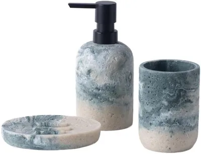 Image de Ibenzoa® : élégant ensemble de salle de bain gris comprenant un distributeur de savon, un porte-savon et un porte-brosse