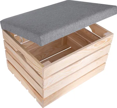 Immagine prodotto di Creative Deco Cassapanca, Panca Contenitore in Legno Imbottito con Seduta in Legno | 50x40x35cm | Pouf Legno, Contenitore per Cuscini Giocattoli