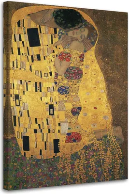 Produktbild von Leinwandbild der kuss - g. klimt reproduktion 70x100 cm Feeby gelb wandbild bereit zum aufhängen