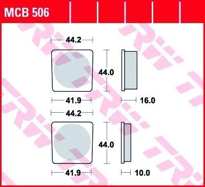 Immagine prodotto di Pastiglie freno TRW di tipo organico di serie con ABE, pastiglia freno MCB 506" set"