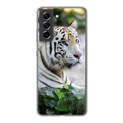 Produktbild von MuchoWow® Handyhülle Schutzhülle Hülle für Samsung Galaxy S21 FE Tiger - Weiß - Sand Silikon Softcase Handy Hülle - Mobiltelefonhülle