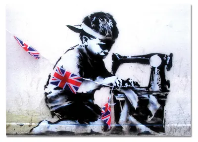 Immagine prodotto di Giallobus - Lavoro minorile - Banksy - 70L x 50l cm - Quadro - Vetro acrilico