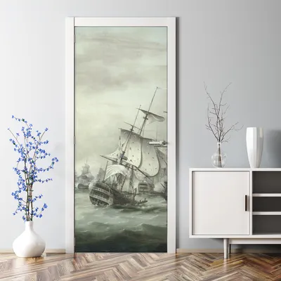 Produktbild von Dekorative Türposter selbstklebend Klebefolie Wandaufkleber Türaufkleber Schiffskampf Kunst 85 x 200 cm