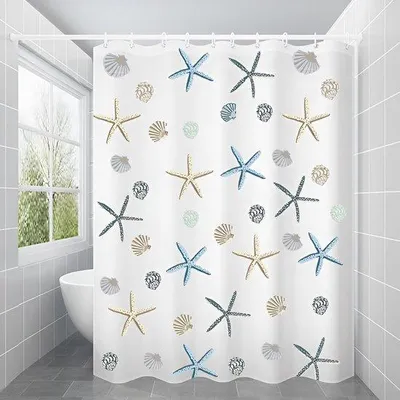 Produktbild von Unyqoos® Wasserabweisender und schimmelresistenter Duschvorhang mit Ringen und Haken