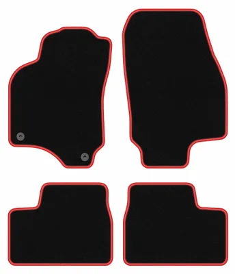 Productafbeelding van Velours automatten voor Opel Astra G 1998-2009 (cabrio/coupé) – 4-delig, zwart/rood, op maat – Wielganizator CARLUX