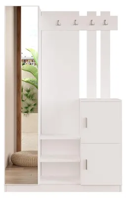 Image de Meuble d'entrée Vestiaire en bois MDF mélaminé blanc H 180 cm