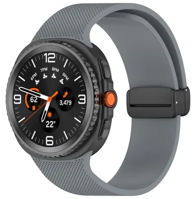 Produktbild von Silikon Armband mit Magnetverschluss für Samsung Galaxy Watch 8 / 8 Classic Karo Design Dunkelgrau