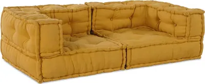 Image de Canapé modulable 2 places jaune 140x70x36 cm en tissu