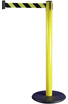 Produktbild von Gurt-Absperrpfosten GLA 28 gelb, Kunststoff, 1000 mm Höhe, Gurt 4 m gelb/schwarz