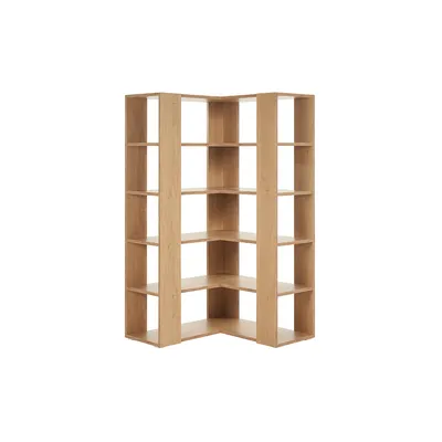 Produktbild von Miliboo - Eck-Bücherregal in hellem Eichenholz und schwarzem Metall B95 cm MUSSO