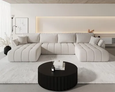 Produktbild von Wohnlandschaft Sofa mit Schlaffunktion MISATO Stoff Wind Beige
