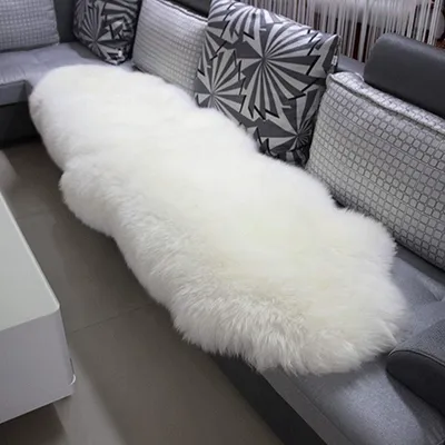 Produktbild von WOLTU TP3513ws-L Eco Lambskin Ovčia koža Koberec Posteľná podložka Pohovka Mat Original Natural Longhair White (180-210)x60cm