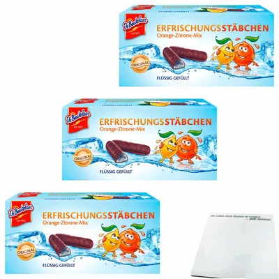 Produktbild von DeBeukelaer Erfrischungsstäbchen Orange-Zitrone-Mix 3er Pack (3x75g Packung) + usy Block