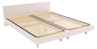 Image de Lits jumeaux bois massif avec têtes Twin - 90x190, Blanc