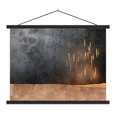 Produktbild von MuchoWow® Textilposter Abstrakt - Gold - Design 120x90 cm mit schwarzem Rahmen - Aufhänger für Poster