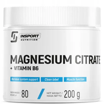 Produktbild von Magnesium + Vitamin B6 Pulver 200 g | Magnesiumcitrat | 300 mg Mg pro Portion | Insport Nutrition