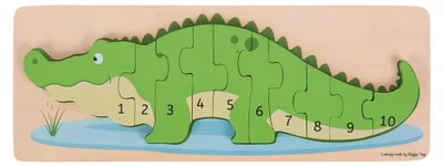 Produktbild von Bigjigs Toys Einlegepuzzle Krokodil mit Zahlen