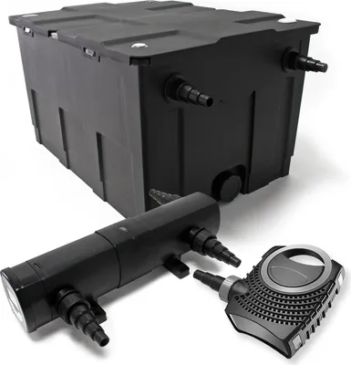 Produktbild von Wiltec Komplettset: CBF-550 Teichfilter bis 60000 L Teichfilteranlage als Durchlauffilter, NEO10000 SuperECO Teichpumpe 10000l/h 80W, CUV-218 Teichklärer UVC Klärer mit 18W