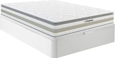 Produktbild von Set 140 x 190 cm Rahmen mit Box weiß + Matratze 29 cm dick mit Taschenfedern und integriertem Topper - CANTERBURY by YSMÉE