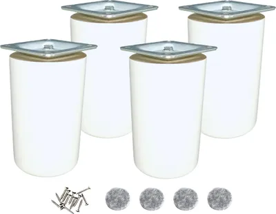 Produktbild von Holzfuß für Möbel, zylindrisch, Durchmesser 60 mm, weiß lackiert, 10 cm, Befestigung