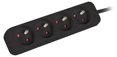 Produktbild von Lanberg PS0-04E-0150-BK, 1,5 m, Drinnen, Typ E, Schwarz, 4 AC-Ausgänge, 10 A