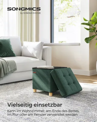 Produktbild von SONGMICS Sitzhocker, 37L, klappbare Sitztruhe, Aufbewahrungsbox, Vintagegrün