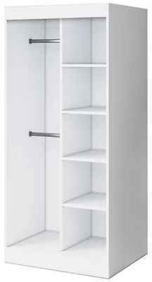 Zdjęcie produktu dla Otwarta Szafa– 90 x 200 cm – Biały mat– Szafa otwarta TROY – z 4 półkami i 2 drążkami