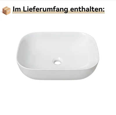 Produktbild von HOROW 46x33 cm Oval Aufsatzwaschbecken Keramik Waschale Badzimmer Weiß Handwaschbecken