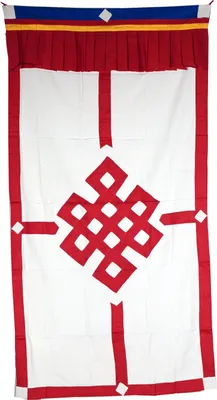 Produktbild von Tibetischer Türbehang, Vorhang, Wandschmuck aus Tibet mit Endlosem Knoten - Rot, Baumwolle, 180*90*0,2 cm, Dekovorhänge