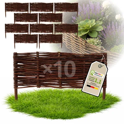 Produktbild von Floranica 10 Stück Beetbegrenzung Weide 30 cm x 60 cm – Rasenkante Weidengeflecht Beeteinfassung, Beetumrandung