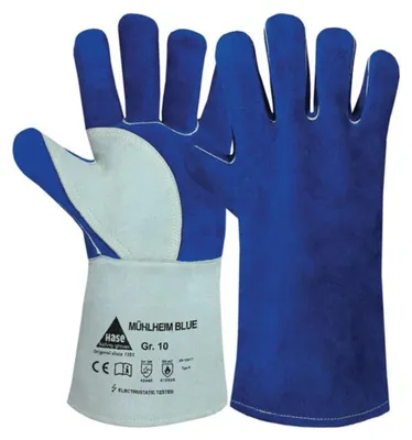 Produktbild von Schweißerhandschuhe Mühlheim Blue Gr.10 blau/grau Rindspaltleder