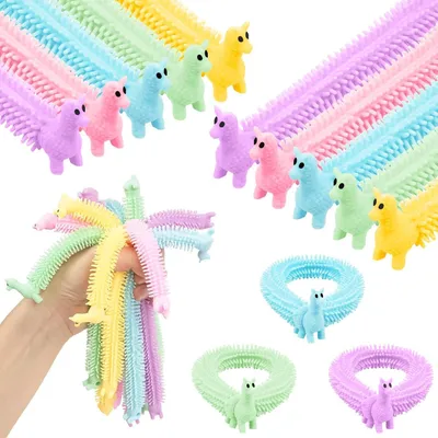 Produktbild von Ainiv Alpaka Stretchy String Spielzeug 10er Pack - Stressabbau Fidget Spielzeug, Sensorische Spielzeug für Kinder & Erwachsene