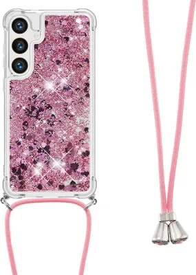 Produktbild von Samsung Galaxy S25 Hülle - Coverup Liquid Glitzer Back Cover mit Handykette - Roségold