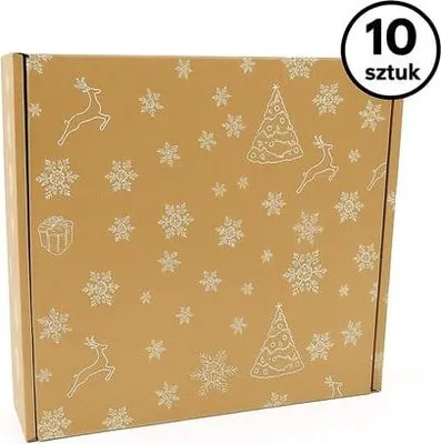 Zdjęcie produktu dla Karton Wykrojnikowy Świąteczny 320x320x100mm Śnieżynki Renifery 10 szt