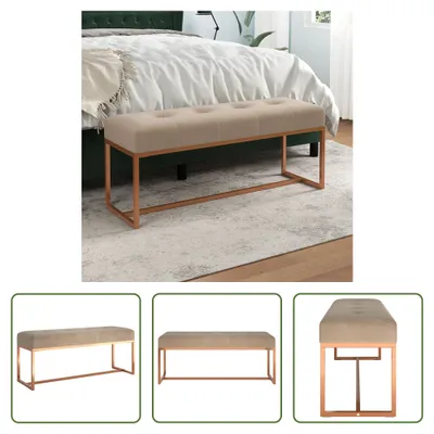 Immagine prodotto di The Living Store Panca Beige 110x36x45 cm Velluto