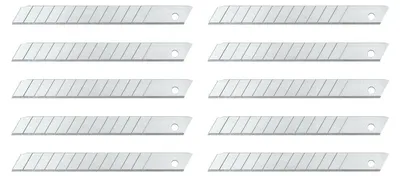 Abbrechklingen 9 mm, Kohlenstoffstahl, 10 Stück, Silber