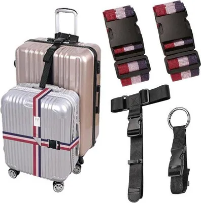 Produktbild von Famanu Koffergurt Set 4-teilig - Verstellbare, rutschfeste Reiseaccessoires
