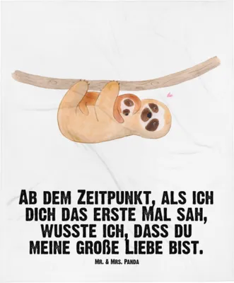 Produktbild von Mr. & Mrs. Panda Plaid Faultier Kind - Weiß - Geschenk, Schmusedecke, Kinderwagendecke, Fleecedecke, Geburt, Erstlingsdecke, Schlummerdecke, Babydecke, Baby, Liebe